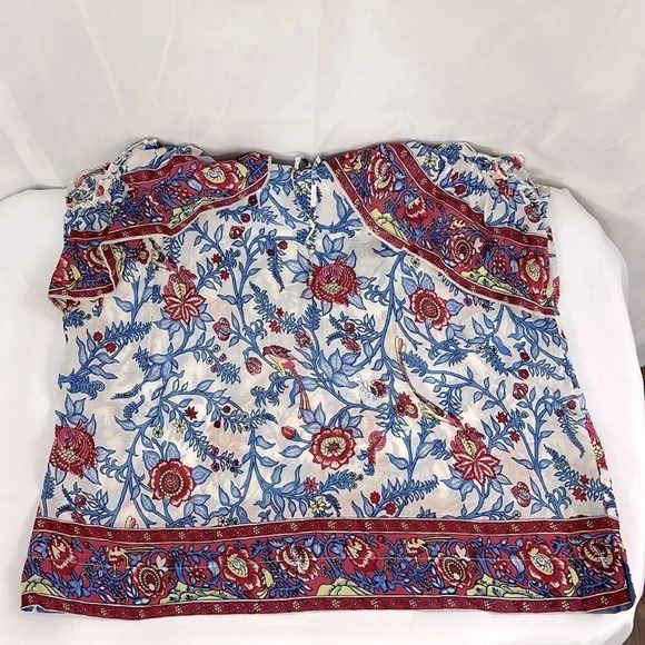 J. Crew NWT Point Sur Ruffle Paisley Block Print Top Size T16 - Picture 5 of 9